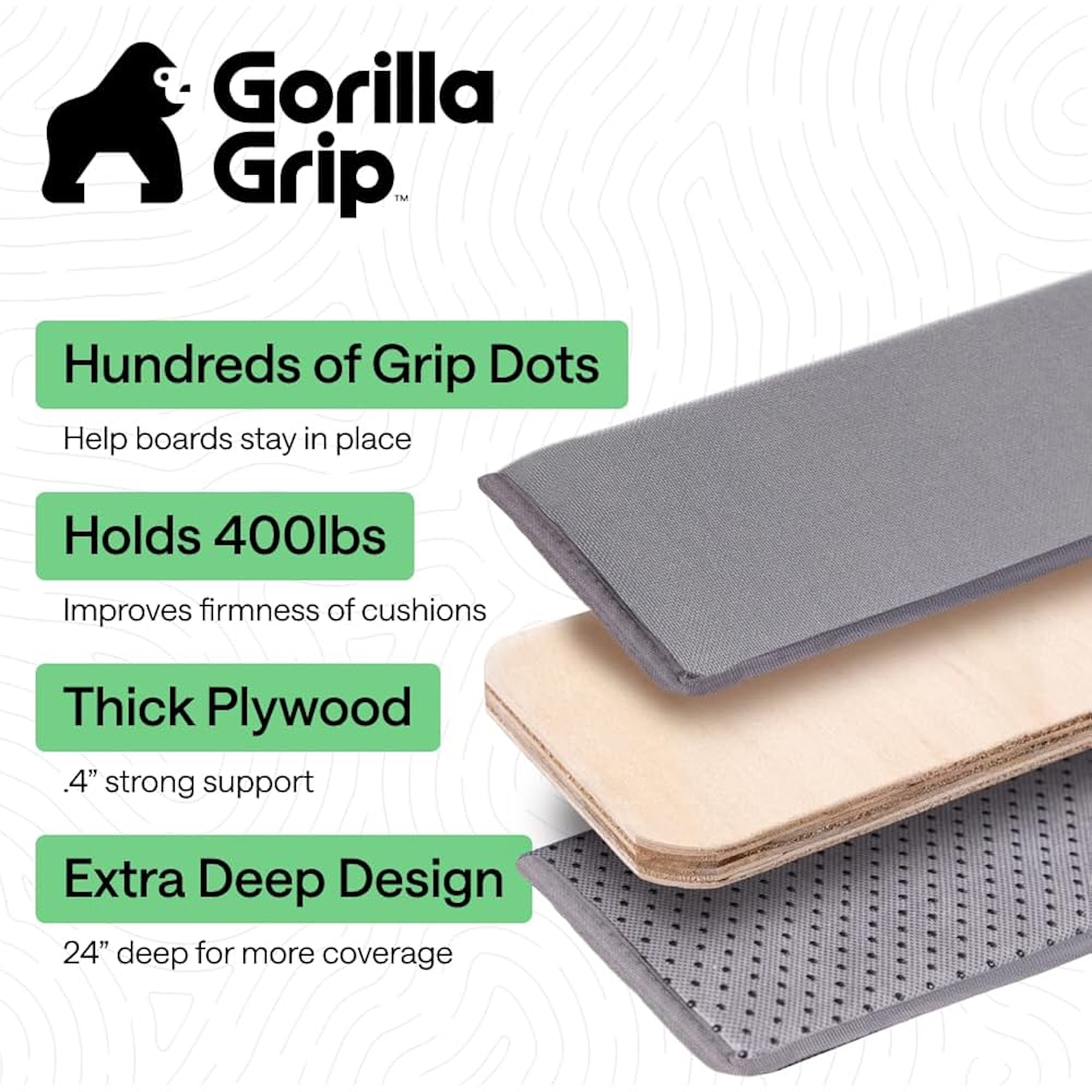 Gorilla Grip Heavy Duty Couch Cushion Support Board To Fix Sagging Sofas, 24 X 54 Wide Loveseat Slip Resistant Thick Boards Add Strong Seat Supports, Replacement Stuffing Firmer Couches, Grey
