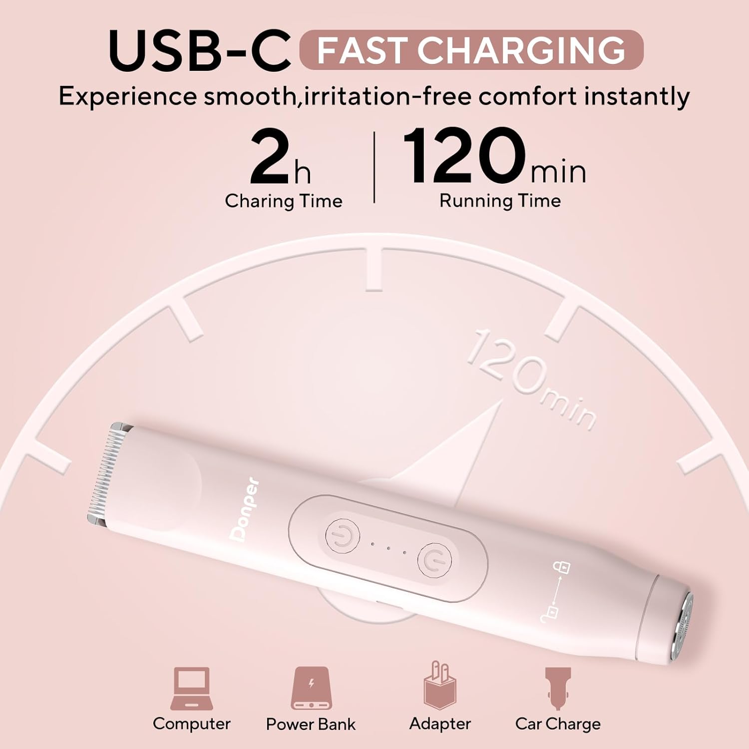 Bikini Trimmer for Women, 2 in 1 Electric Razors for Shower&Travel, IPX7 Waterproof Pubic Hair Remover for Underarm, Legs & Bikini Area, Painless Razor,Hypoallergenic Foil & Ceramic Blades