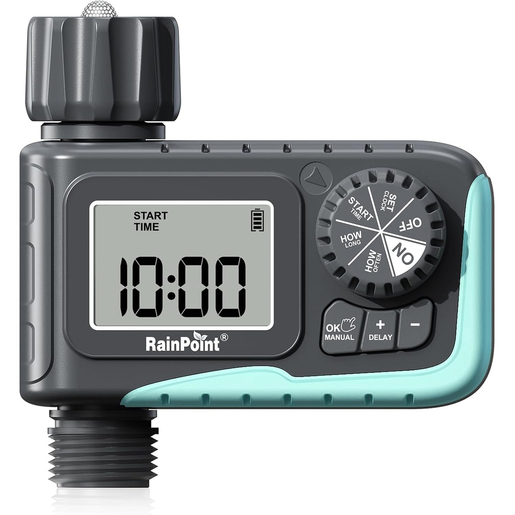 Rainpoint Sprinkler Timer, Programmable Water Timer For Garden Hose, Outdoor Soaker Hose Timed With Rain Delay/Manual/Automatic Watering System, Digital Irrigation For Yard, Lawn, 1 Outlet