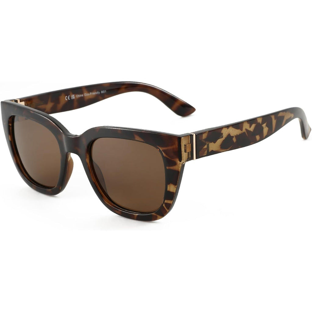 ZENOTTIC Retro Square Polarized Sunglasses for Women Vintage Sun Glasses UV400 Protection Trendy Shades Fashion Style C02 Tortoise Frame Brown Lens