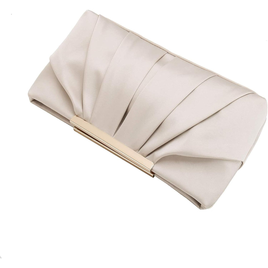 CHARMING TAILOR Clutch Evening Bag Elegant Pleated Satin Formal Handbag Simple Classy Purse for Women