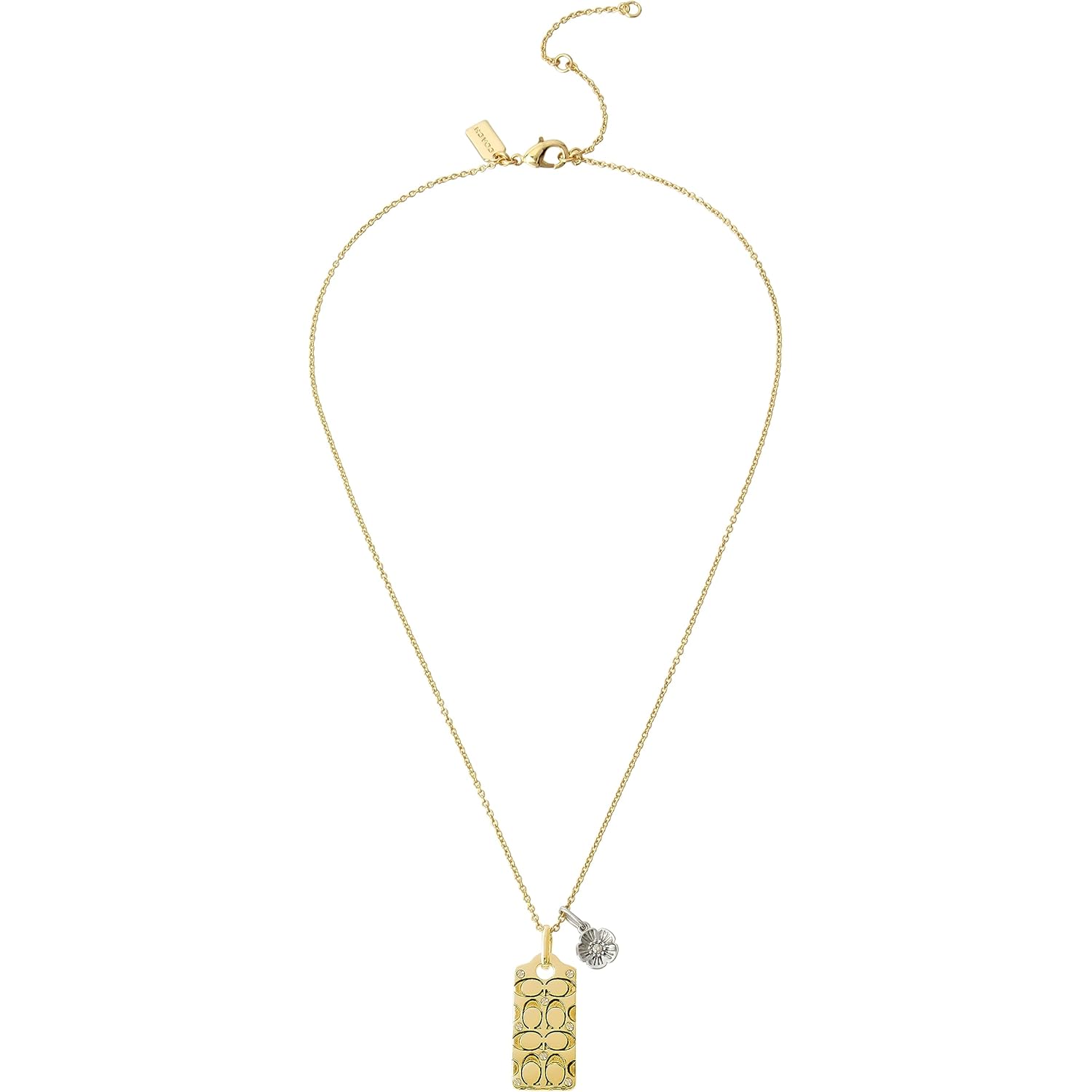 Coach Quilted C Tag Pendant Necklace