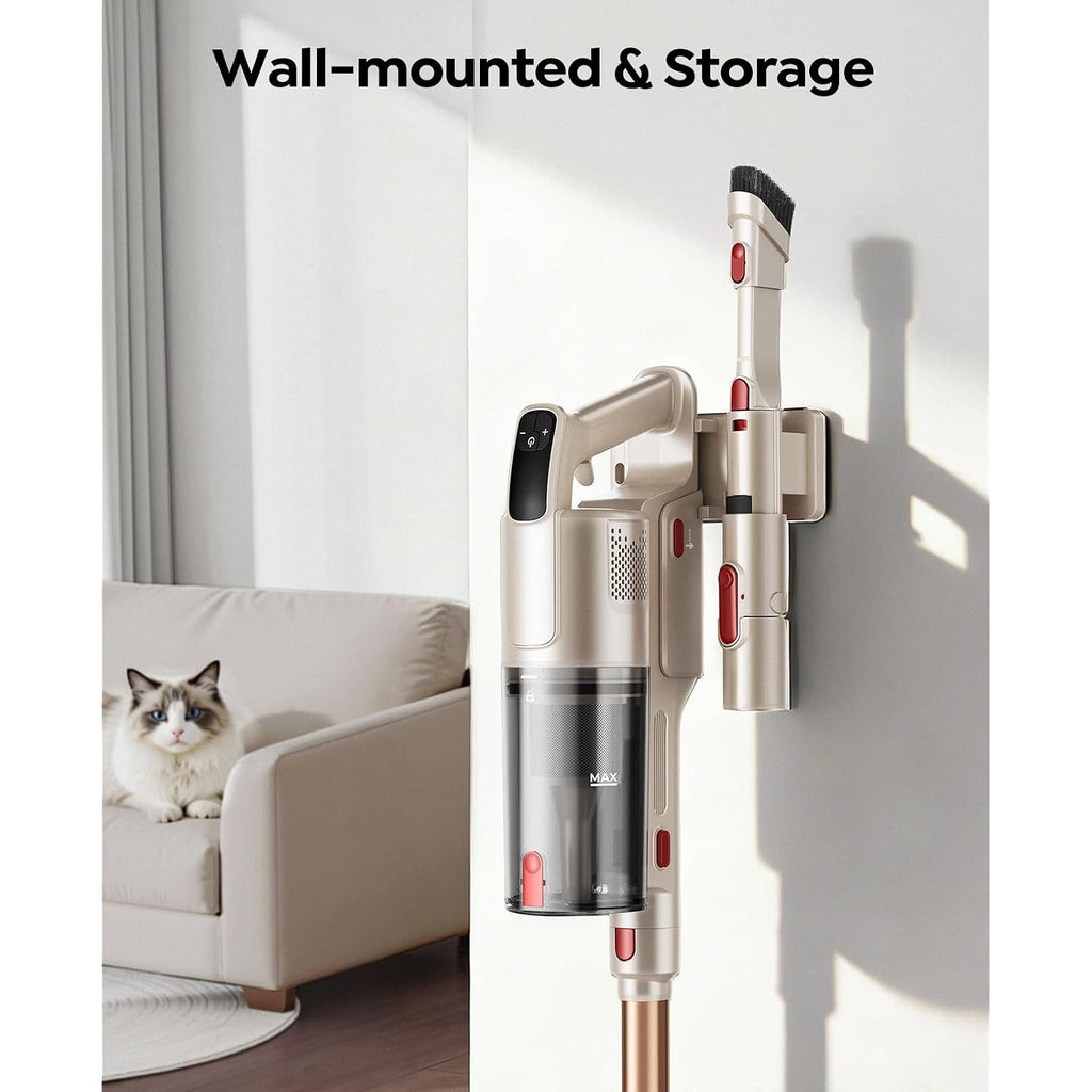 Cordless Vacuum Cleaner 550W 45Kpa, 50Mins Stick Vacuum Cordless Rechargeable With 90° Folding Tube, Adjustable Height, Anti-Tangle Brush, Wall-Mount, Handheld Vacuum Cleaner For Home/Pet Hair/Floors