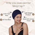 Chemo Hats Solid Sleep Cap Women's Bamboo Soft Headwear Cancer Cap Chemo Headwear Women Navy