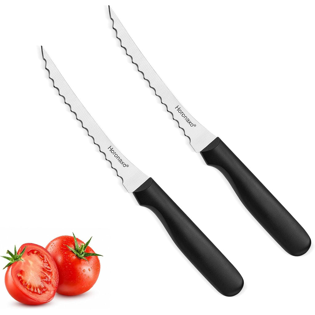Tomato Slicer, Tomato Knives 2-Piece Serrated Tomato Knife With 6 Inch High Carbon Stainless Steel Blade, Ergonomic Handle For Fruits And Vegetables