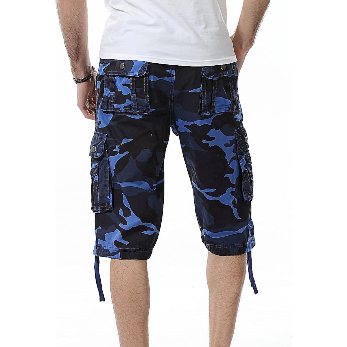 Idealsanxun Men'S Casual Loose Fit Multi-Pockets Military Cargo Shorts