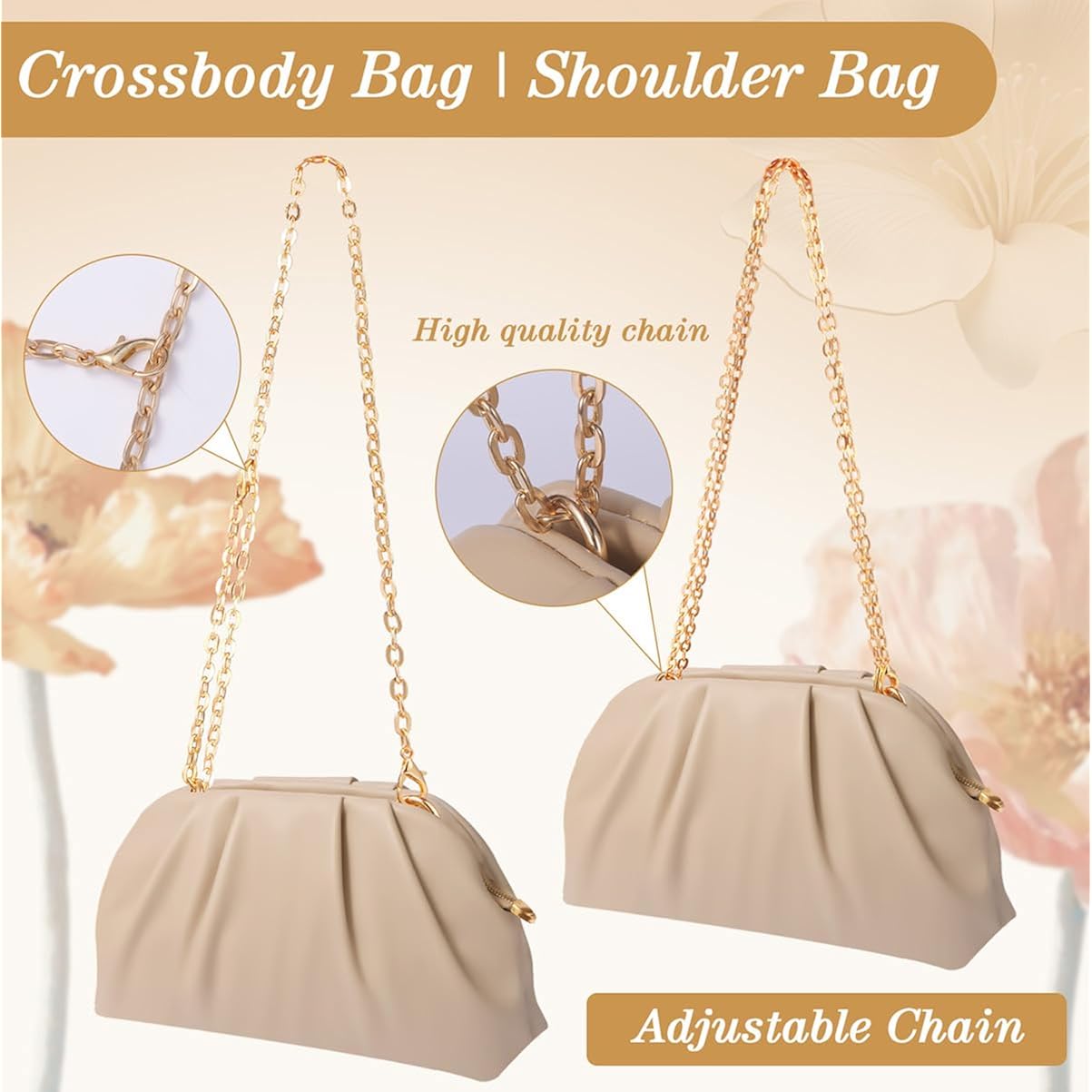 lovyoCoCo Clutch Purse for Women Soft Pleated PU Wedding Clutch, Elegant Evening Bag for Galas, Proms,Cocktail Parties