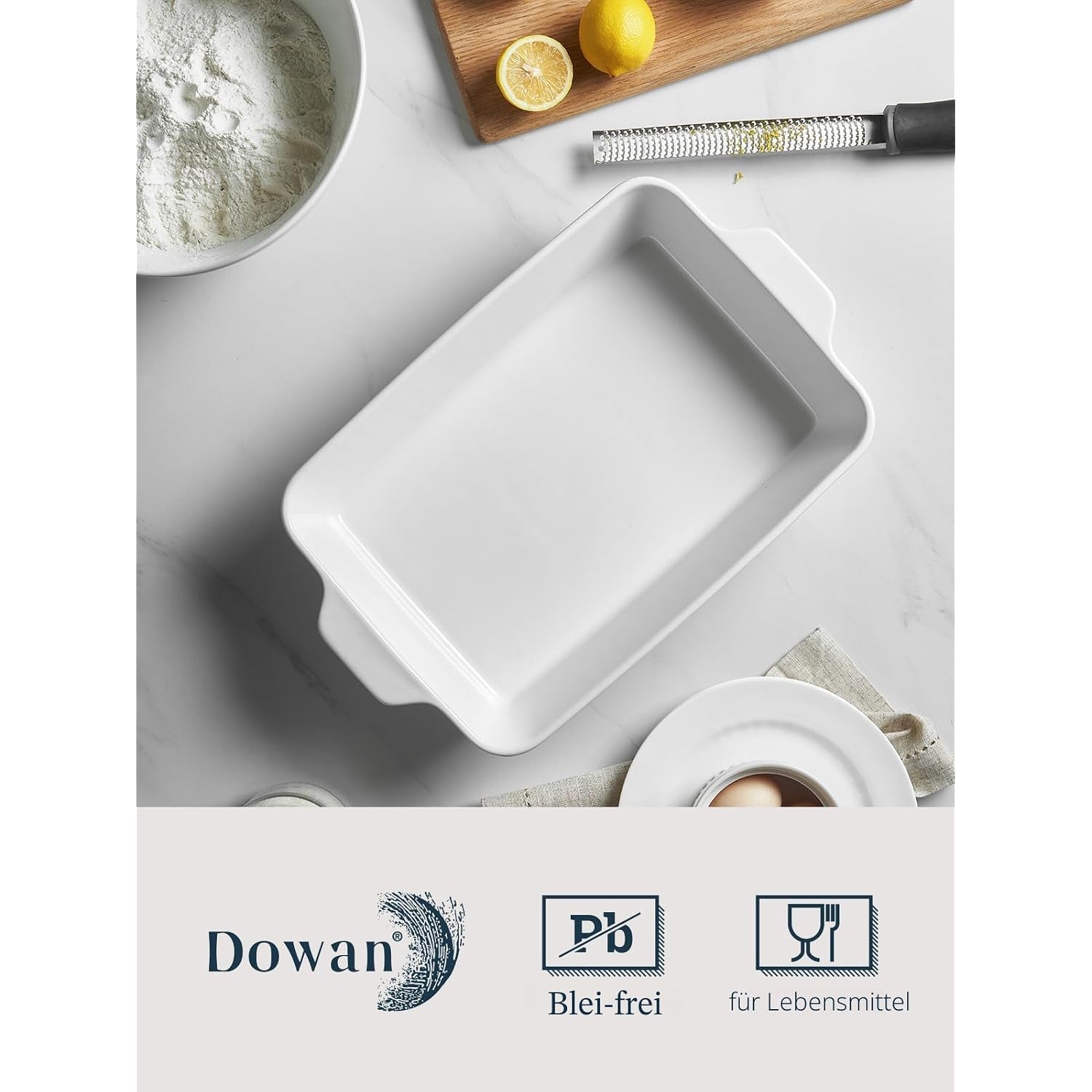 Dowan Casserole Dish, 9X13 Ceramic Baking Dish, Large Lasagna Pan Deep For Oven, 4.2 Quarts Baking Pan With Handles, Oven Safe And Durable Bakeware For Lasagna, Home Decor, Wedding Gift, Soft White