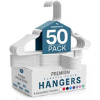 Utopia Home Plastic Hangers 50 Pack – Space Saving Clothes Hanger White | Durable & Strong | Closet Organizer & Storage | Ideal For Apartments, Dorms & Stocking Stuffers