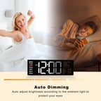 Jall 16" Large Digital Wall Clock With Remote, Big Led For Seniors, Auto Dimming, 8 Rgb Colors, Night Light, Count Down Timer, Alarm, Dst, Temperature For Living Room, Back To School Classroom