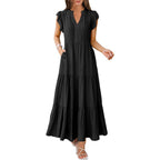 Anrabess Womens Soft Maxi Dresses, Comfy Flowy Tiered Boho Regular Sundress, Summer Casual Wear For Vacation, Beach & Travel