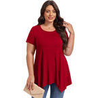 LARACE Short Sleeve Shirts for Womens Plus Size Tops Casual Summer Clothes Asymmetrical Tunic Blouses