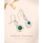 FANCIME Dangle Drop Earrings 925 Sterling Silver Dainty Infinity Round Gemstone Birthstone Jewelry Birthday Mothers Day Gifts for Her Women