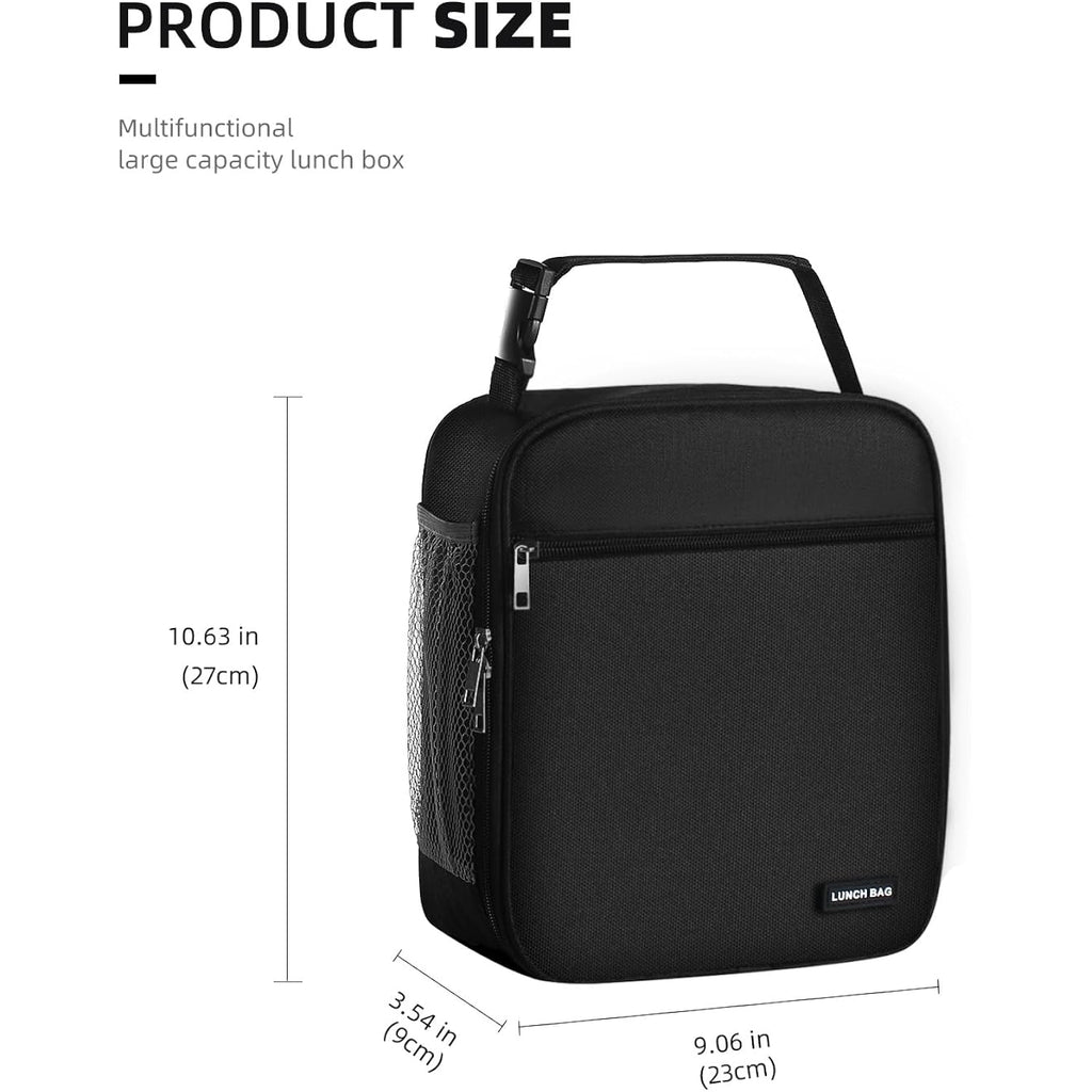 Lovoeo Lunch box Lunch bag for men women Insulated Lunchbox Lunch bags for Work Picnic Travel (Black)