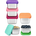 Htevw 6 Pack Stainless Steel Snack Containers For Kids, 6 Oz Toddler Snack Containers With Silicone Lids, Reusable Leak Resistant Food Containers For School Lunch, Daycare, Travel & Portion Control