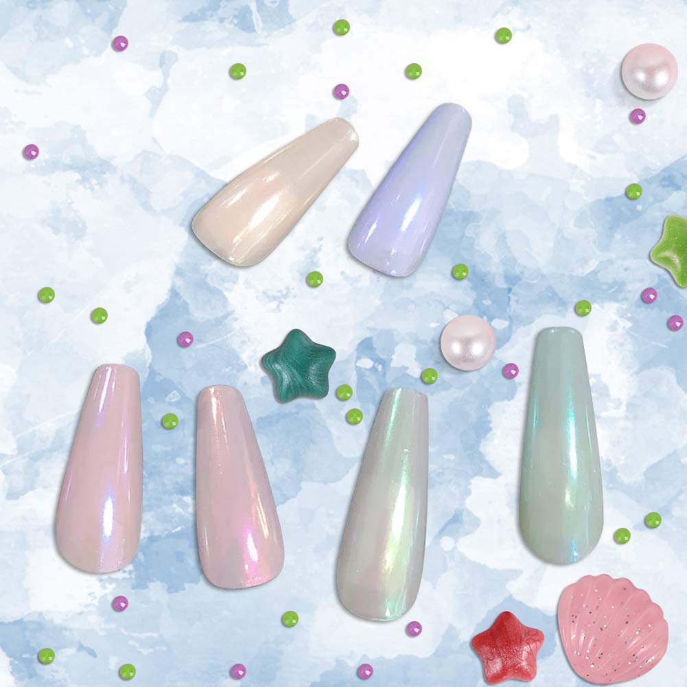 Mirror Laser Nail Decoration - Neon, Aurora, Titanium Metal Powder With Nail Sponge Brushes