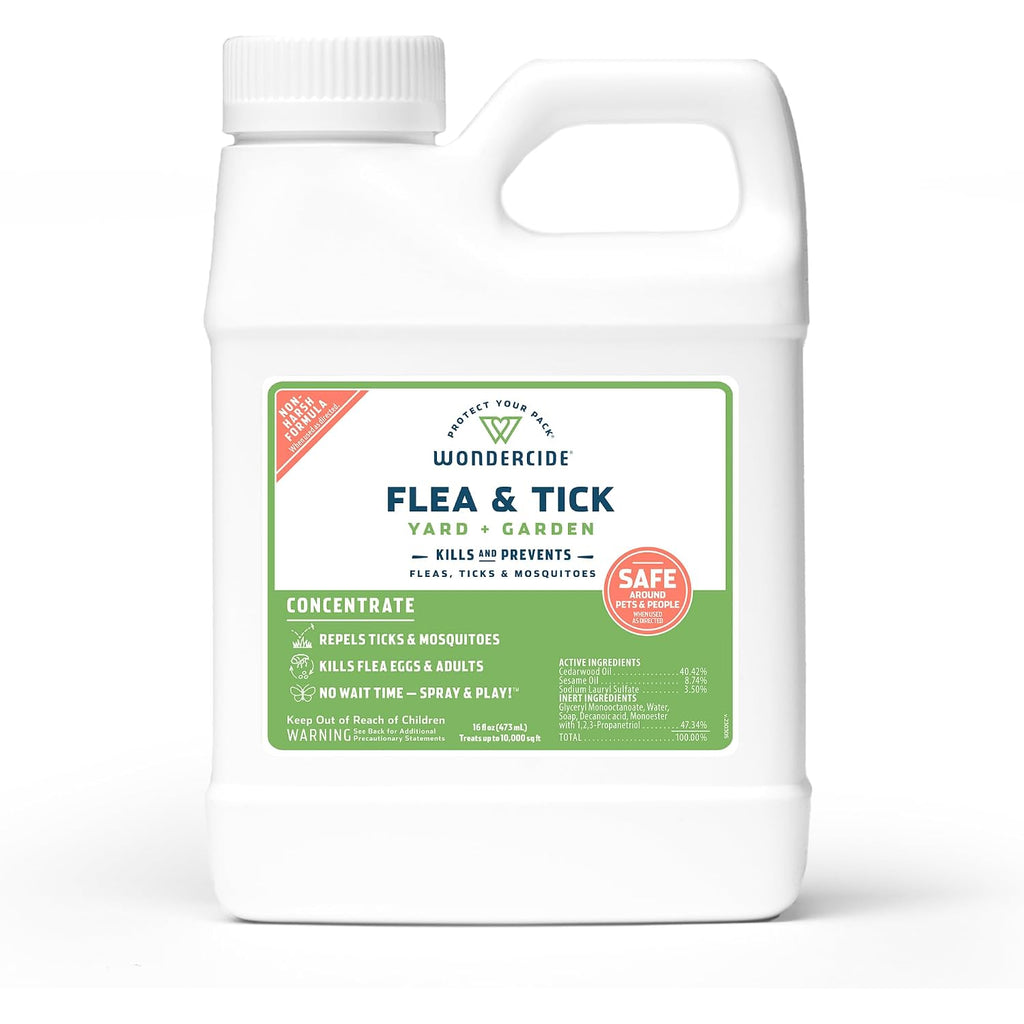 Wondercide - Flea And Tick Spray Concentrate For Yard And Garden - 16 Oz | With Natural Essential Oils – Kill, Control, Prevent, Fleas, Ticks, Mosquitoes And Insects - Safe Around Pets