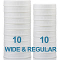 AOZITA 10 WIDE Mouth & 10 REGULAR Mouth Mason Jar Lids - 20 Pack Food Grade Plastic Mason Jar Caps for Ball, Kerr and More Canning Jars - Leakproof & Dishwasher Safe - White