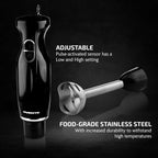 Ovente Immersion Hand Blender, 300W Electric Handheld Stick Mixer With 2 Mixing Speeds And Stainless Steel Blades For Smoothies, Purees & Baby Food, Black Hs560B
