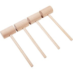 4Pcs Wooden Hammers, Natural Hardwood Crab Lobster Seafood Mallets