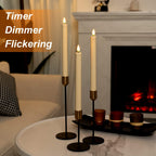 Homemory 6 Pcs Flameless Taper Candles With Remote, Timer, Dimmer, Ivory Battery Operated Candlesticks With Flickering Light, Plastic Led Window Candles, 9.6 Inches For Halloween Christmas Decoration