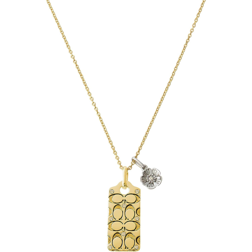Coach Quilted C Tag Pendant Necklace