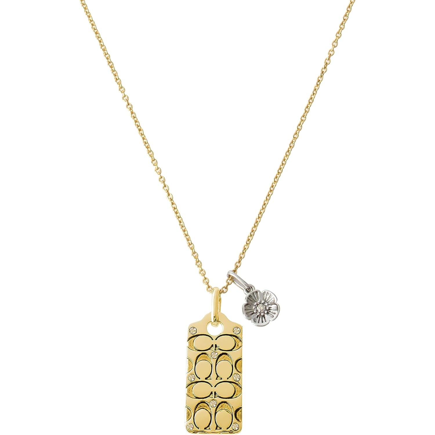 Coach Quilted C Tag Pendant Necklace