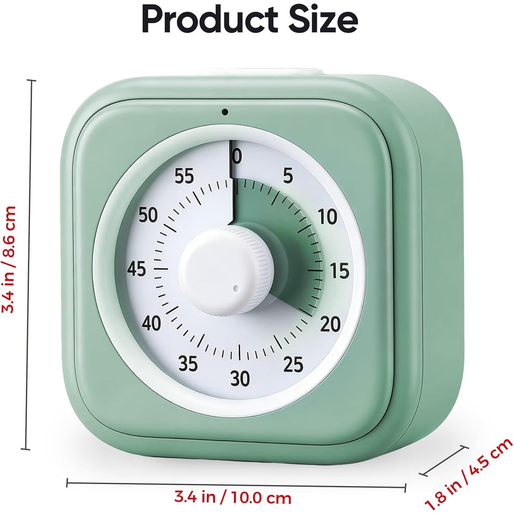 60 Minute Visual Timer For Kids, Silent Countdown Clock, Time Management Tool For Homeschool Study Supplies, Classroom, Home, Kitchen, Desk (Green)