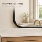 2-Pack Black Bathroom Mirrors For Over Sink 24 X 36 Inch, Metal Frame Rectangle Wall Mirror, Modern Farmhouse Vanity Mirror, Wall Mounted