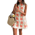 Chartou Women 2025 Summer Sleeveless Floral Short Shift Dress Cotton Linen Loose Tank Dress