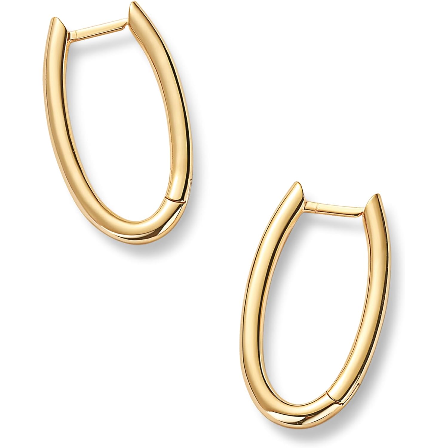 PAVOI 14K Gold Plated 925 Sterling Silver Posts Geometric Hoop Earrings for Women | Trendy Geo Long Oval U-Shaped Link Triangle Huggie Hoops Earring