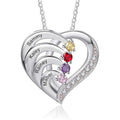 925 Sterling Silver Mother Necklace with 3-4 Simulated Birthstones Personalized Women's Promise Necklace Engraved Names Family Anniversary Jewelry for Grandma