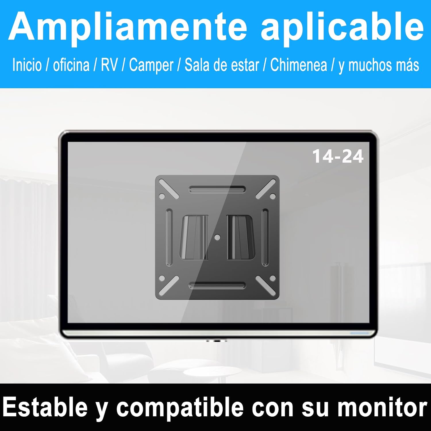 Tetvik Monitor Wall Mount Most 14-24“ Tvs Computer Universal Low Profile Rv Tv Wall Mount Vesa Up To 100X100Mm Max Weight 30Lbs Fits 15 19 20 22 23 Inch Camper Small Monitor Mount Bracket