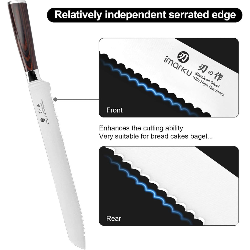 Imarku Bread Knife, German High Carbon Stainless Steel Professional Grade Bread Slicing Knife, 10-Inch Serrated Edge Cake Knife, Bread Cutter For Homemade Crusty Bread, Birthday Gift