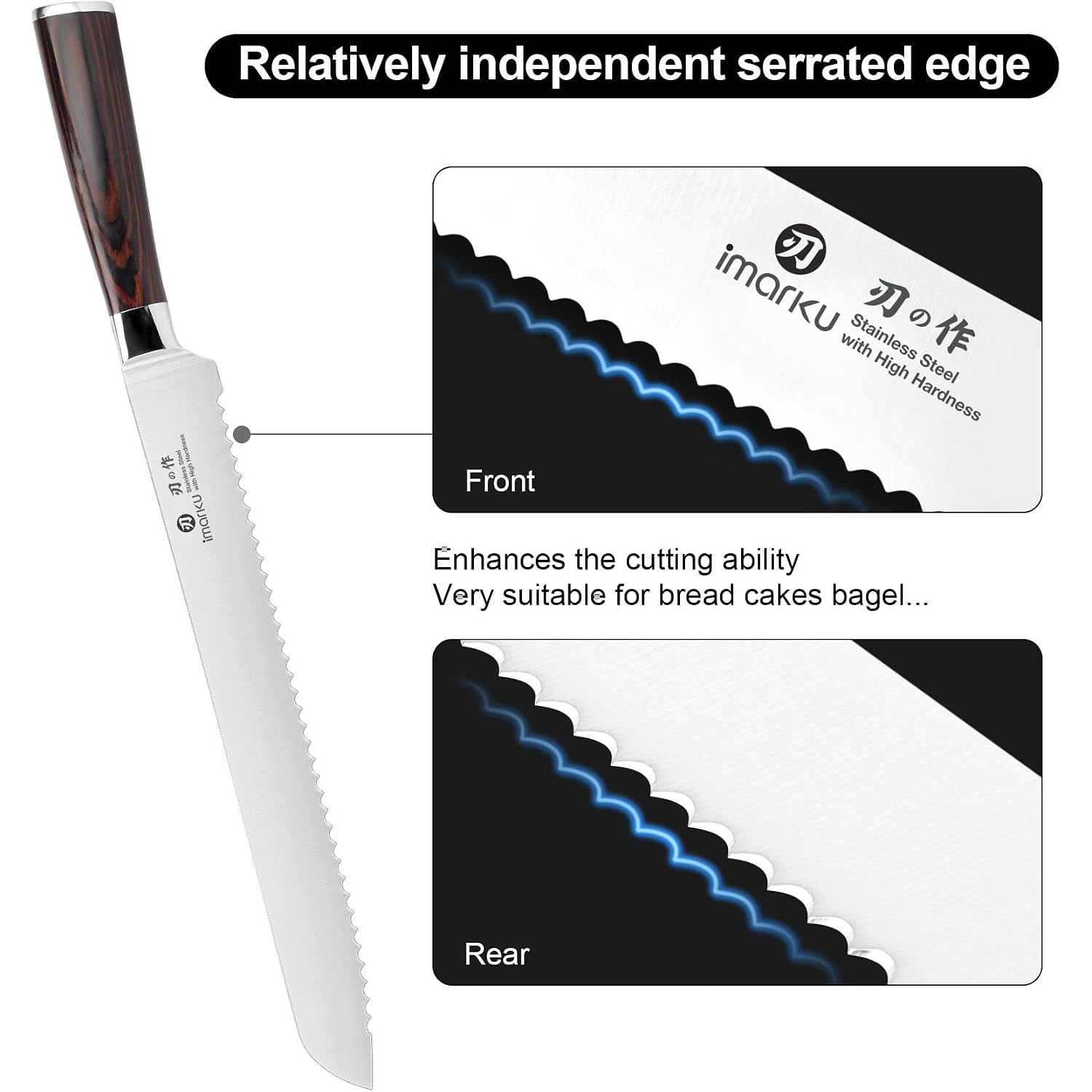 Imarku Bread Knife, German High Carbon Stainless Steel Professional Grade Bread Slicing Knife, 10-Inch Serrated Edge Cake Knife, Bread Cutter For Homemade Crusty Bread, Birthday Gift