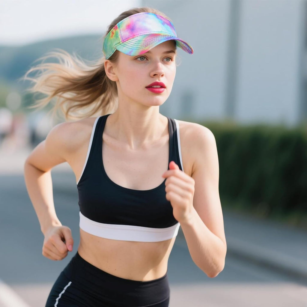 Rbenxia 2 Pieces of Adjustable Sport Visors Sun Visor Hats Cap Visors for Women and Men