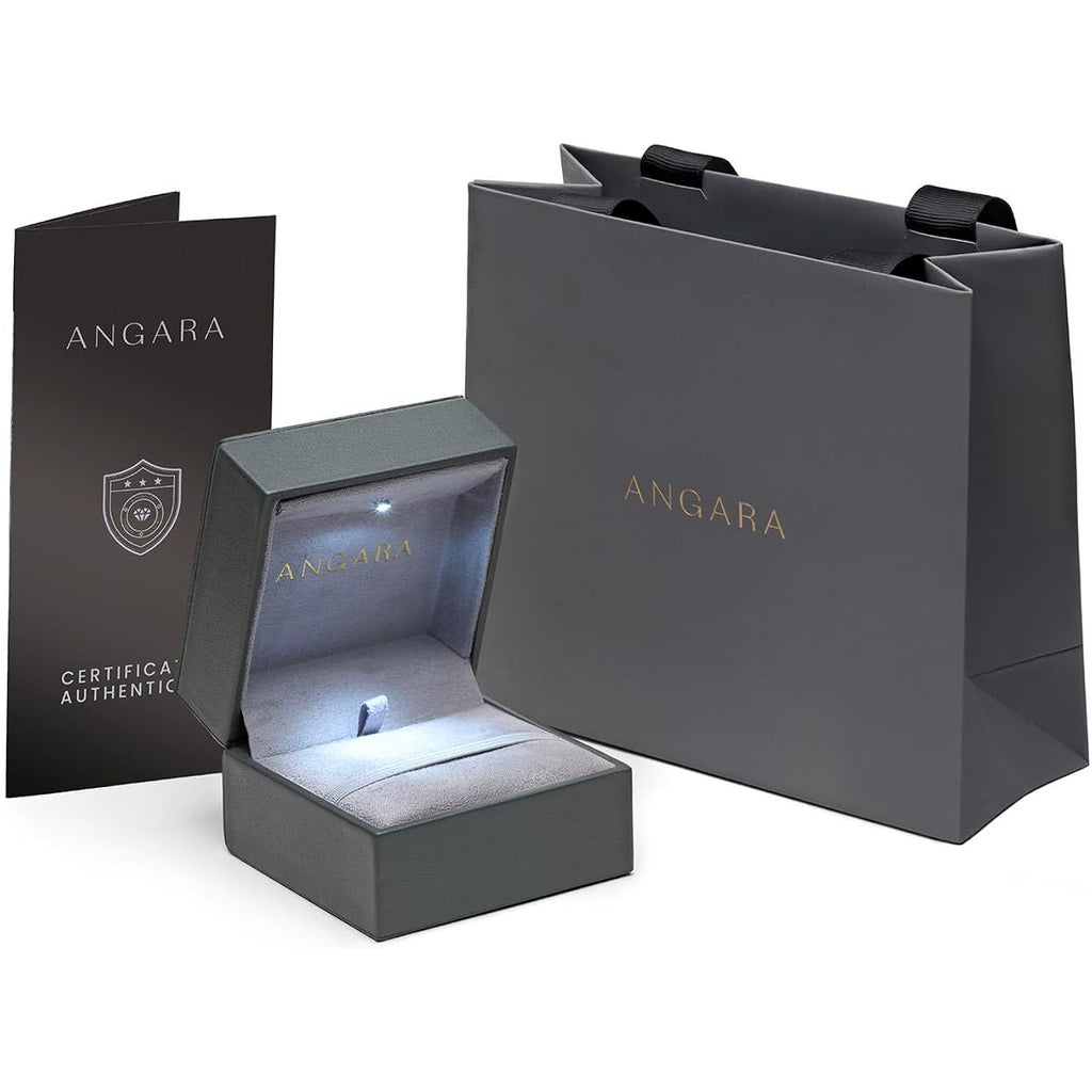 Angara Emerald Teardrop Necklace with Diamond in Silver/14K Solid Gold/Platinum | Natural Prong-Set Emerald V-Bale Pendant With 18" Chain for Women | July Birthday Gemstone Jewelry Gift