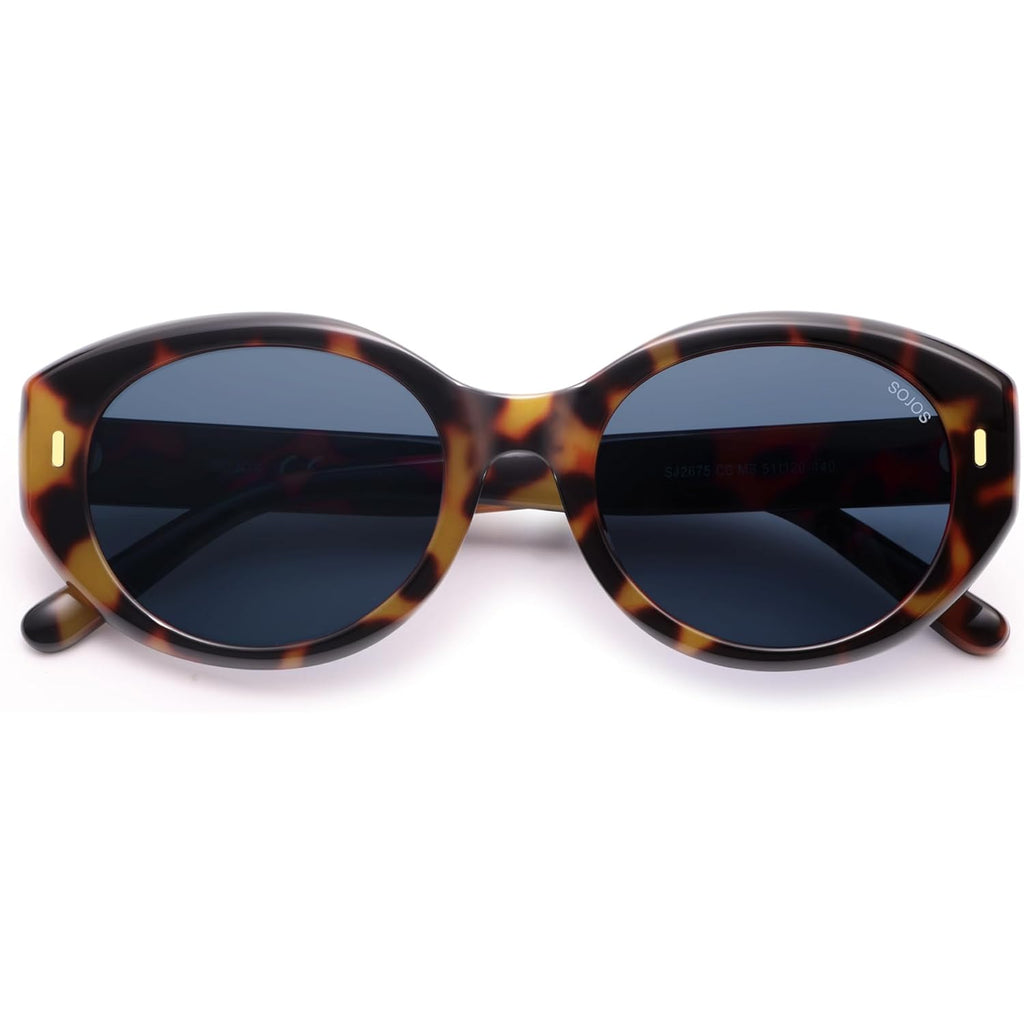 SOJOS Trendy Oval Polarized Sunglasses for Women Classic Round Retro UV Protection Shade SJ2675