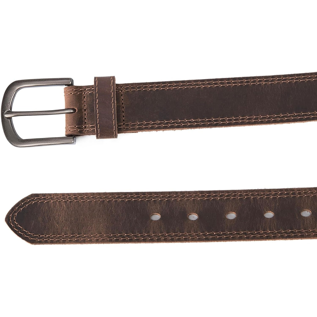Men'S Full Grain Leather Belt For Everyday Casual Jeans, 1.5" Handmade Men Leather Belts With Gift Box