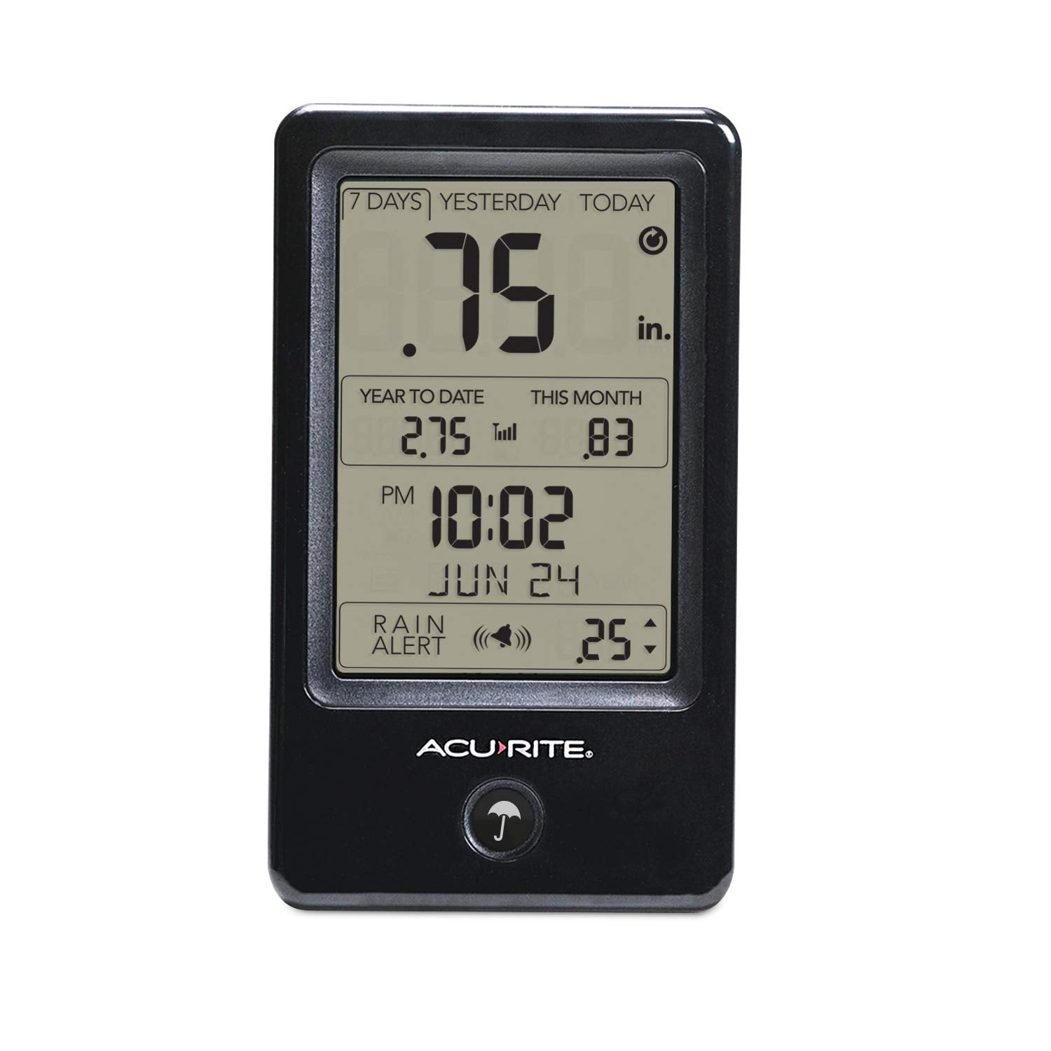 Acurite Wireless Rain Gauge With Self-Emptying Rain Collector With Rainfall History, Alerts, And Current Date And Time (02446M)