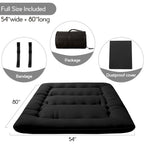 Maxyoyo Japanese Floor Mattress Futon Mattress, 4" Thicken Tatami Mat Sleeping Pad Foldable Roll Up Mat Boys Girls Dormitory Pad Kids Floor Lounger, Black, Full
