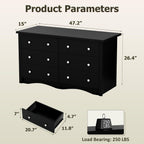 Shahoo Black Dresser For Bedroom With 6 Drawers, 47.2" Wide Chest Storage Organizer And Tv Stand For Living Room, Closet, Hallway, Dormitory
