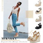 Mikarka Sandals For Women 2026: Comfortable Wedge Platform Sandals Women - Braided Espadrilles For Women Ankle Strap Open Toe Wedges Heels Beach Sandals Summer Shoes