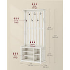 VASAGLE Hall Tree with Bench and Shoe Storage, Coat Rack with Shoe Bench, 7 Double Hooks for Jackets, Hats, Entryway, Bedroom, Living Room, 13.8 x 31.9 x 70.9 Inches, Rustic White UHSR414W01