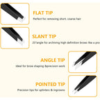 4 PCS Stainless Steel Tweezers Set – Precision Tweezers for Ingrown Hair, Facial Hair, Splinter, Blackhead and Tick Remover