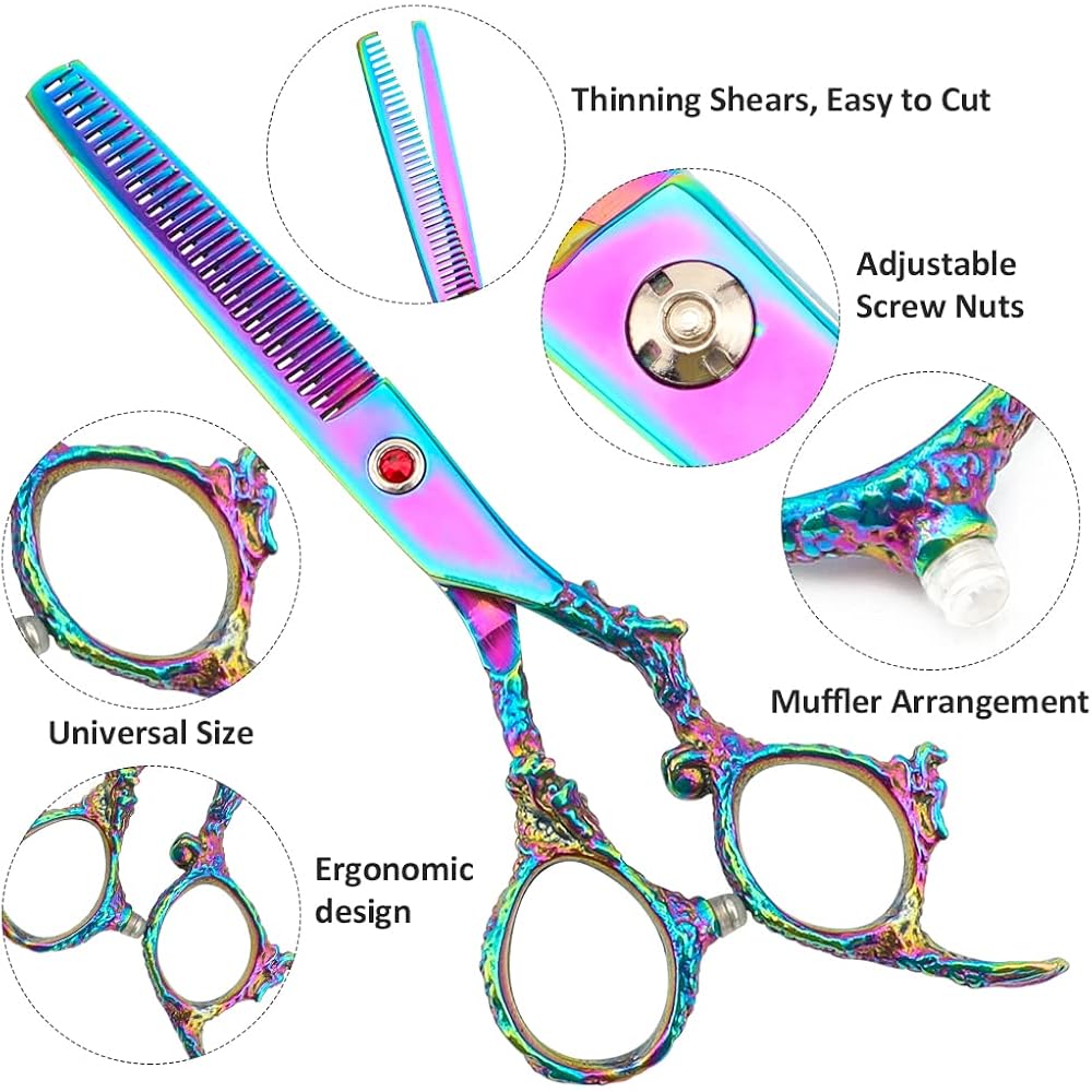 Professional Hair Cutting Scissors Sets Multifunctional Thinning Scissors Straight Shears Tools Stainless Steel Salon Barber Hairdressing Scissors For Men Women Home Use