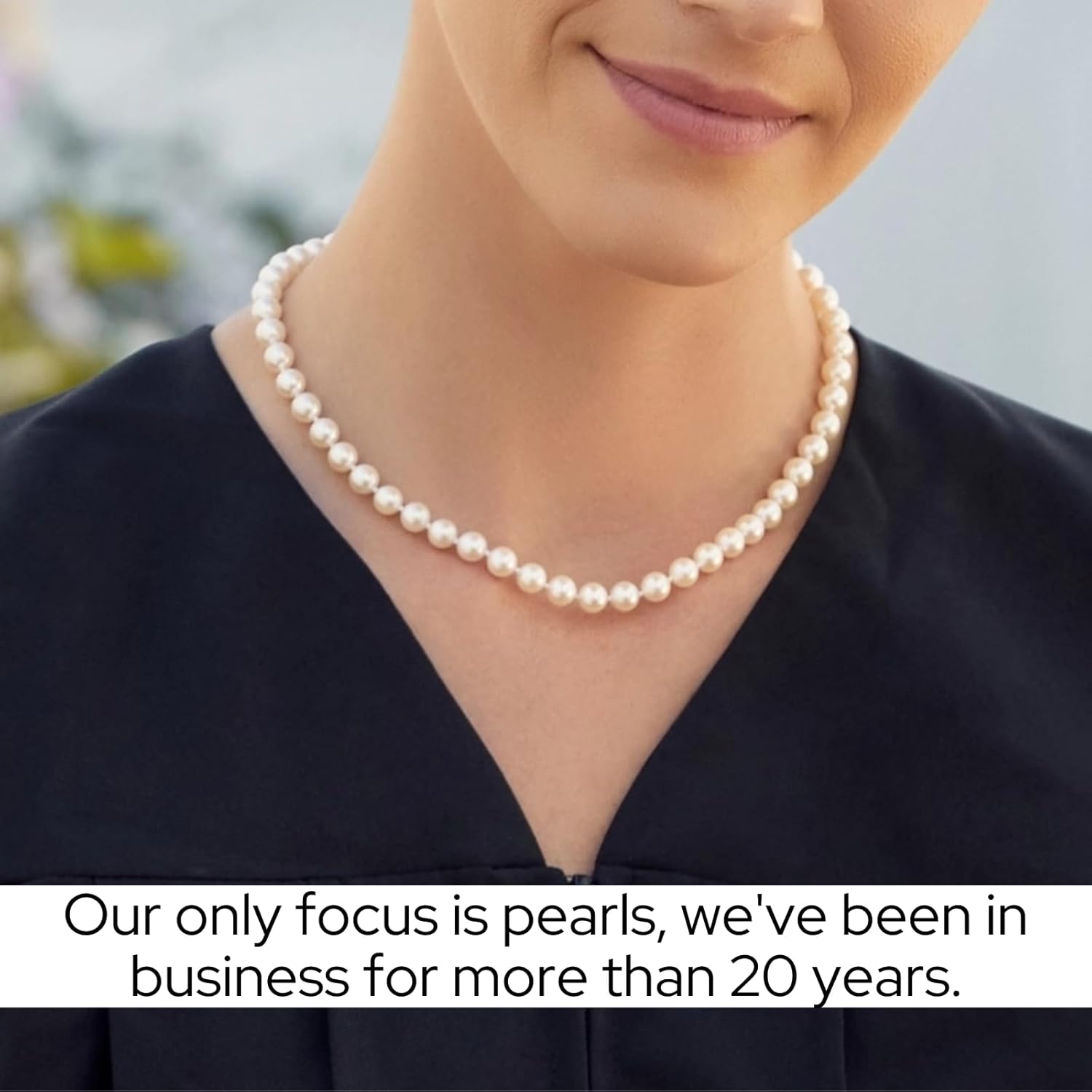 The Pearl Source Japanese Akoya Pearl Pendant Necklace for Women, White Cultured Pearl, AA+ Grade, 14K Gold, 18 Inch Chain, Fine Jewelry Gift