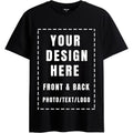 Custom Front & Back T Shirts For Men Women Personalized T-Shirt Add Your Own Design With Image Text Logo Black