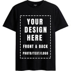 Custom Front & Back T Shirts For Men Women Personalized T-Shirt Add Your Own Design With Image Text Logo Black