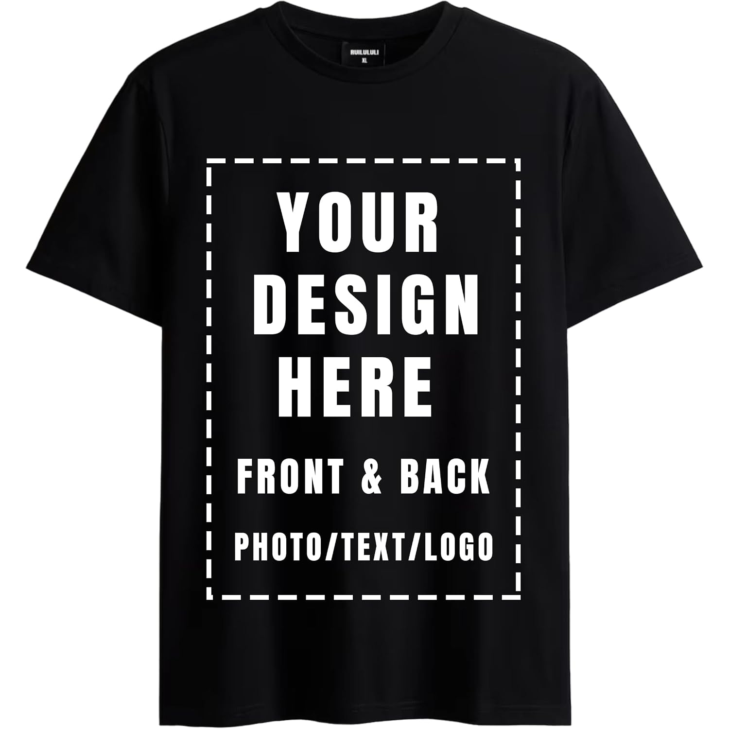 Custom Front & Back T Shirts For Men Women Personalized T-Shirt Add Your Own Design With Image Text Logo Black
